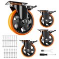 thumbnail image 1 of 5 Inch Swivel Caster Wheels, Heavy Duty Casters Set of 4, Locking Industrial Casters with Brake, Swivel Top Plate Casters Wheels for Furniture and Workbench(Free Hardware Kits), 1 of 4