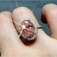 thumbnail image 2 of Gems Jewels 2.80 Ctw Oval Cut Pink Sapphire & Diamond Wedding Anniversary Engagement Halo Ring 14K White Gold Plated 925 Sterling Silver 925 Sterling Silver -9.5, 2 of 5