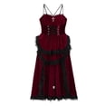 thumbnail image 7 of Huowey Vampire Gothic Dresses Womens Halloween High-Low Fancy Cosplay Party Gown Lace Off Shoulder Eye-Catching Halloween Dress,Red,S, 7 of 7