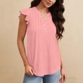 thumbnail image 6 of JGGSPWM Summer Tops for Women Button Down Blouses for Women Dressy Casual Solid Color V Neck T Shirts with Ruffle Sleeve Pink L, 6 of 9