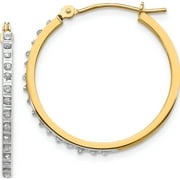 SWEET PEA JEWELLERY 14K Yellow Gold Diamond Fascination Round Hinged Hoop Earrings (26 X 2) Made In United States df149
