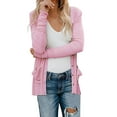 thumbnail image 1 of Manteau d'Automne pour Femmes, Manteau Tricoté à Col Rond, Veste Chaude, Couleur Unie, Manteau Extérieur Mi-Long, Mode, 1 of 7
