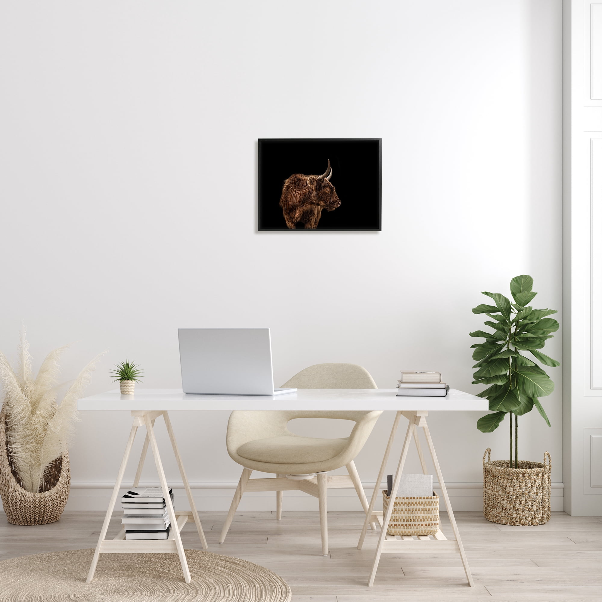Stupell Industries Cattle Side Portrait Minimal Modern Farm Animals & Insects Photography Black Framed Art Print Wall Art, 16 x 20