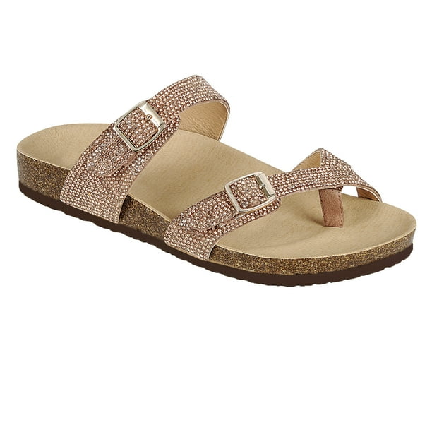 wide fit sparkly flat sandals