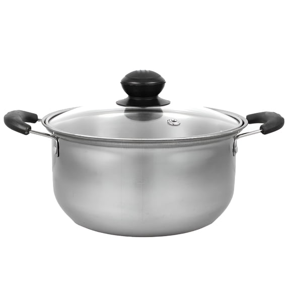 ACDANC 1pc Stainless Steel Soup Pot Multifunctional Pot Practical Hot Pot with Glass Lid