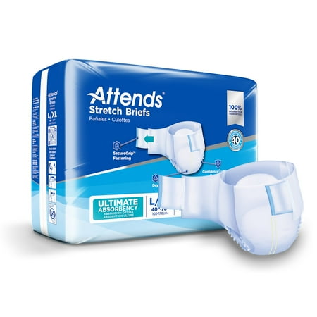Attends Stretch Adult Incontinence Brief XL Heavy Absorbency Contoured  DDSLXL  Severe  24 Ct