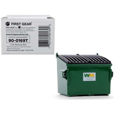 Refuse Trash Bin "Waste Management" Green 1/34 Diecast Model by First Gear