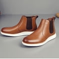 thumbnail image 2 of Men's Leather-Look Chelsea Ankle Boots, Casual Comfort Slip-On Boots with Lightweight Sole, Elastic Sides, 2 of 5