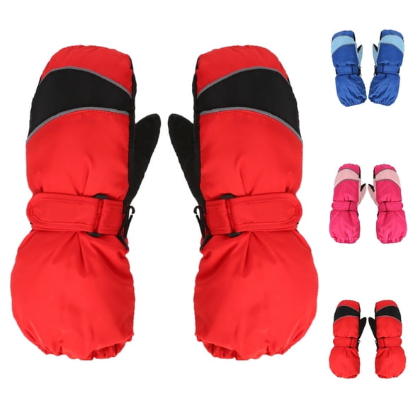 Bmisegm Kids Ski Snow Gloves Outdoor Windproof Boys Skating Ski Girls Snowboarding Boys Girls Winter Gloves Mittens Red