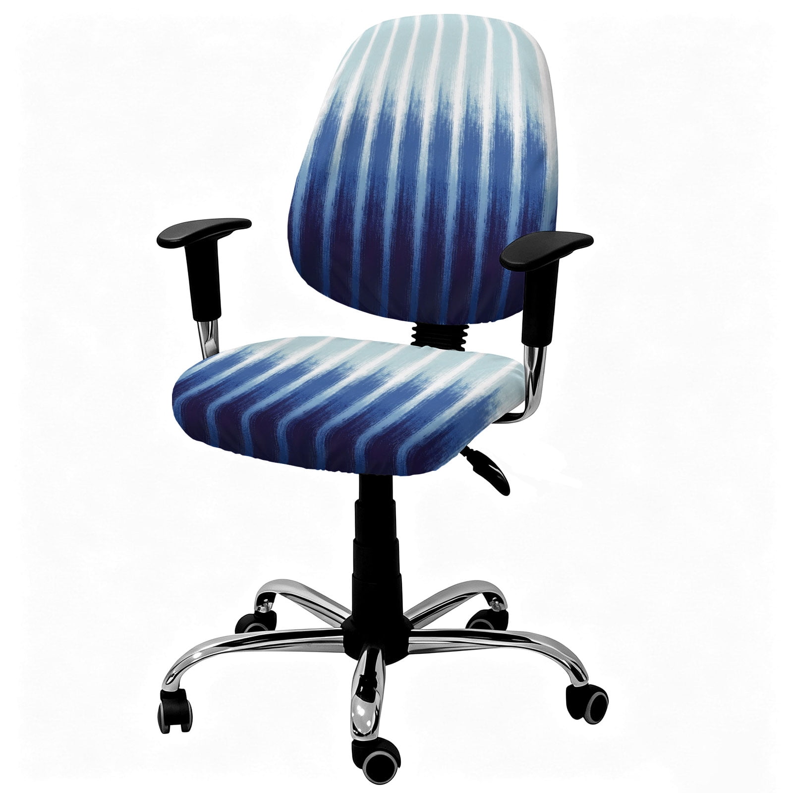 Office Chair Cover Navy Blue Stripes Desk Chair Cover Protective Stretchable Universal Computer Chair Covers Ombre Striped Lines Drips Decorative Stretch Rotating Gaming Chair Slipcovers