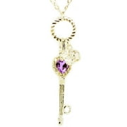 KATGI Fashion 18K Gold Plated Heart and Key Austrian Crystal Pendant Necklace