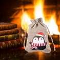 thumbnail image 3 of 6pc Christmas Linen Bags with Drawstrings Christmas Burlap Goody Gift Bags with Double Jute Drawstrings, Snowman, Santa Claus, Penguin and Elk, 3 of 8