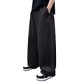 thumbnail image 3 of LYHaoo Boys Casual Loose Fit Straight Leg Pants Lightweight Breathable Summer Trousers For Outdoor Play Wide Leg Pants for Boys(Black), 3 of 5