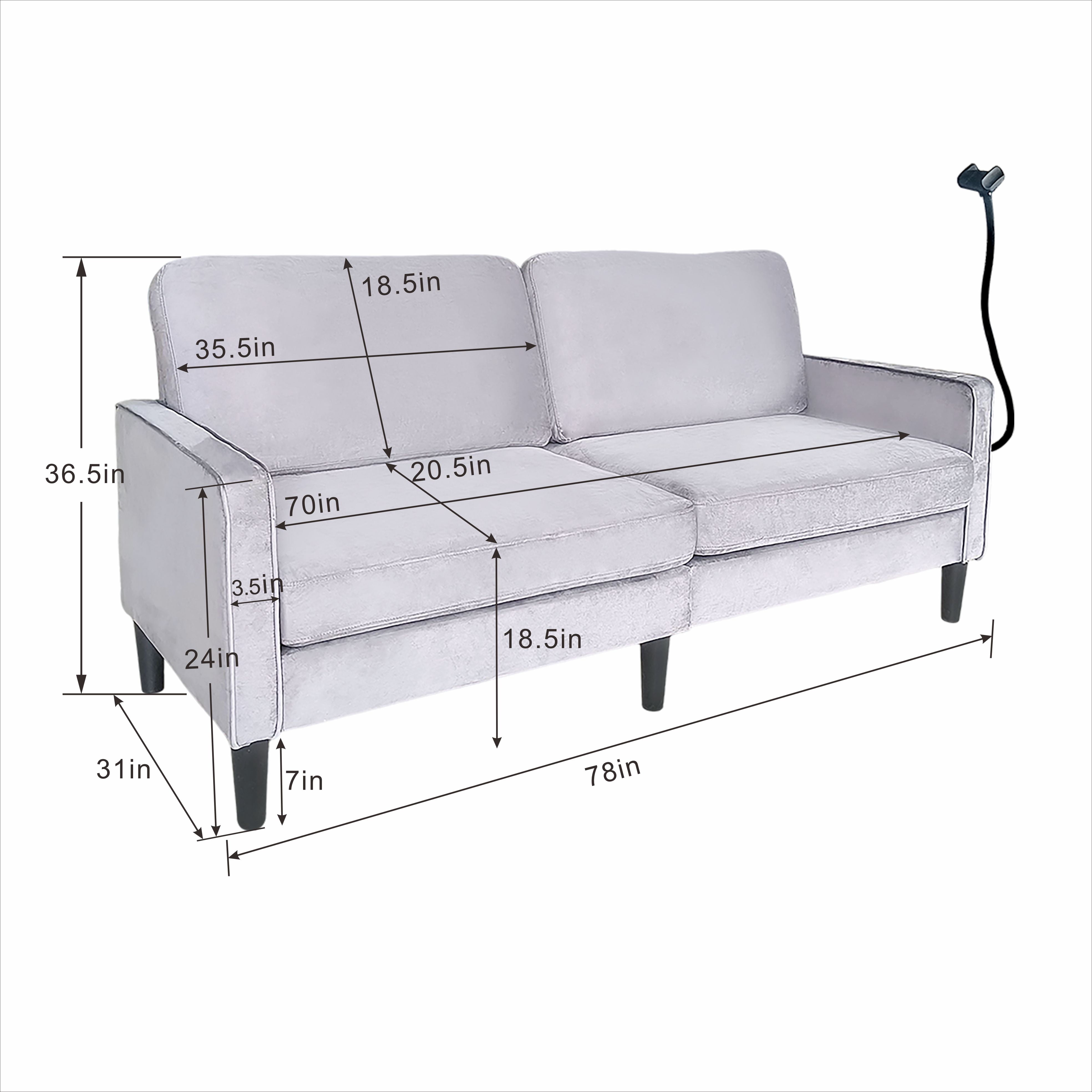 Leumius 78" Modern Loveseat Sofa,Mid Century Comfy Linen Sofa Couch for Small Space,Living Room,Bedroom,Gray