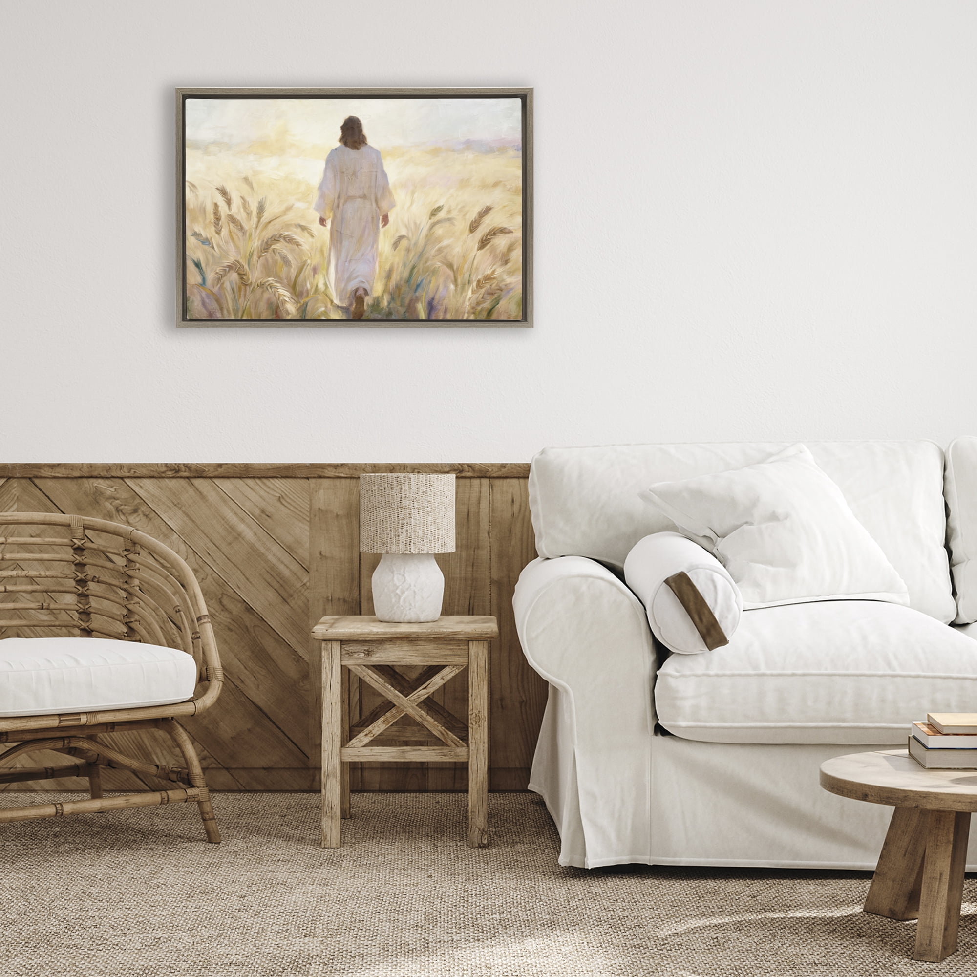 Stupell Industries In His Steps Walking Faithfully Brown Framed Floater Canvas Wall Art, design by Kim Allen