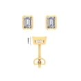 thumbnail image 4 of KEEVA JEWELS 3.00 Carat Moissanite Bezel Set Emerald Cut Gemstones Solitaire Stud Earrings for Women, Made in White Gold Plated Silver., 4 of 5