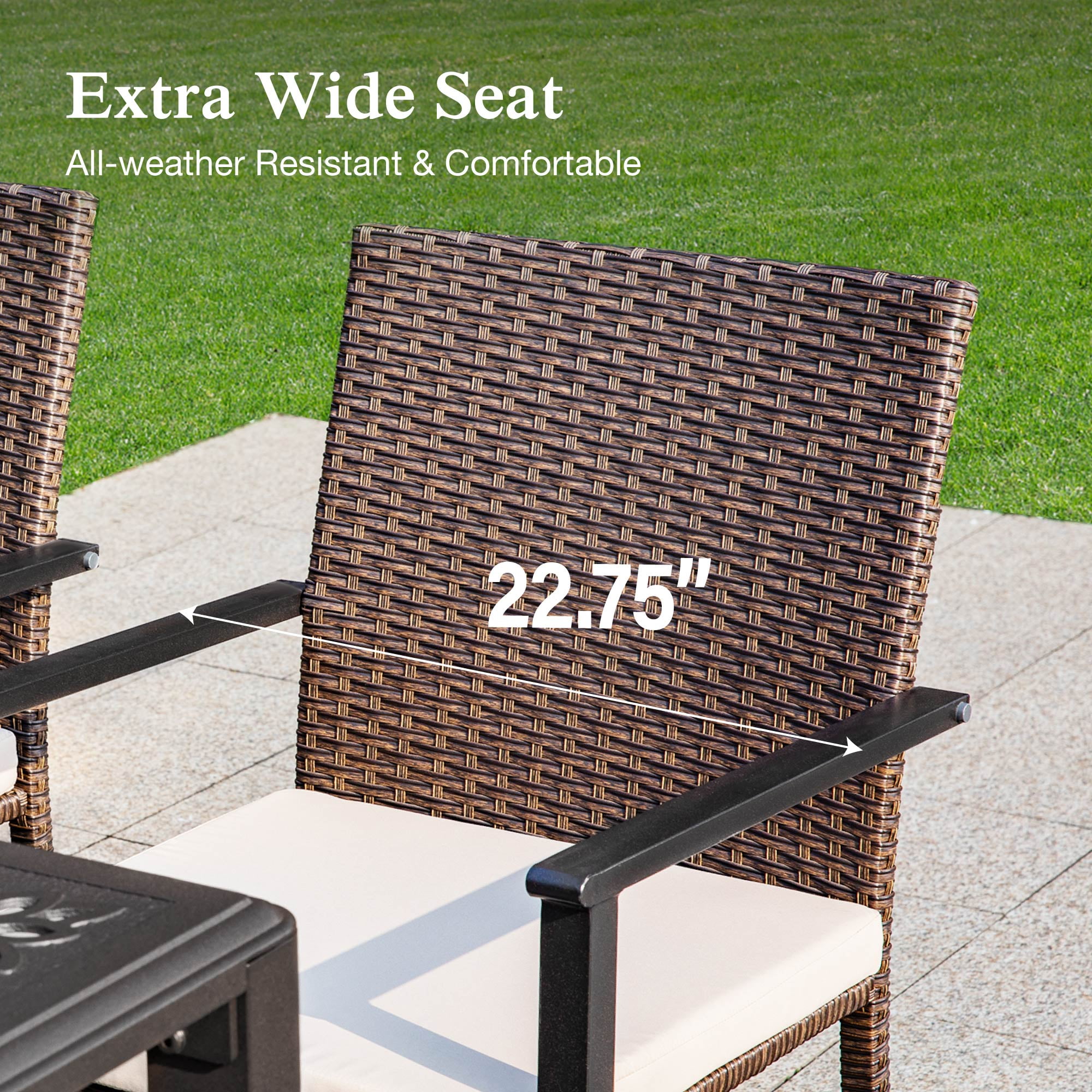 Alpha Joy 8-Piece Outdoor Patio Dining Set with 13 ft Umbrella (No Base), Rattan Chairs & Rectangle Table Set for 6, Red Umbrella