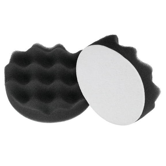 Uxcell 2pcs Buffing Sponge Pads 4" Polishing Wheel Waffle Finishing Grip Pad Car Buffer Polisher with Hook and Loop Back for Car Detailing Polishing Waxing, Black