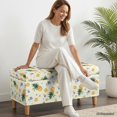 thumbnail image 2 of FOR U DESIGNS Pineapple Flower Print Ottoman Cover Flip-Top Storage Footstool Cover Washable Stretch Footrest Bench Slipcover with Elastic Bottom, Removable Soft Stool Protector for Dogs, 2 of 7