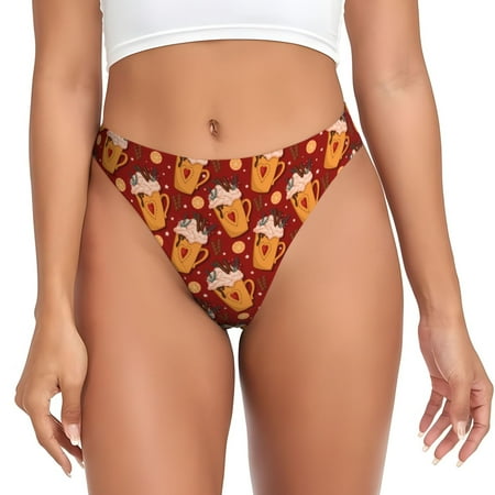 Thongs for Women - Heart Christmas Hot Cocoa No Show Seamless Womens Thongs Underwear  Stretch G String Thongs for Women  Ladies Breathable Kawaii Thong Bikini Panties Briefs