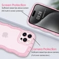 thumbnail image 2 of IPhone 15 Case Wavy Edge Clear Back Design, Anti-Slip Grip Cute Wave Curly Frame Shape Shockproof Soft TPU & Hard Bumper Protective Phone Case Cover for Women Girls, Pink, 2 of 6