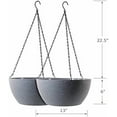 thumbnail image 2 of 13 inch Large Hanging Planters Plant Pots for Outdoor Indoor Plants with Drainage Holes and Chain, 2 Pack Round Hanging Flower Pots for Garden Home Porch Decor, Speckled Grey, 2 of 7