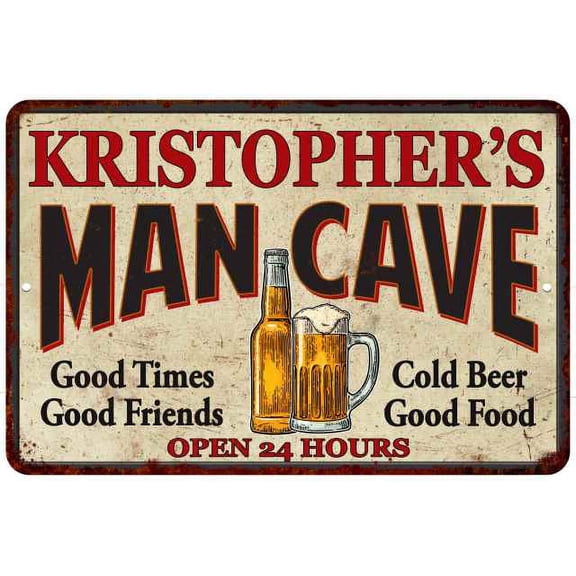 KRISTOPHER'S Man Cave Sign 8 x 12 High Gloss Metal 208120011417