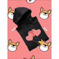 thumbnail image 3 of Happy Corgi W Heart Balloons Hoodie Women - Women Hoodie, Black, 4XL, 3 of 4