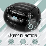 Retekess TR630 CD Cassette USB Micro SD MP3 Boombox AM/FM Radio, Black