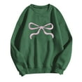 thumbnail image 2 of Womens Blouse Long Sleeve Bow Tie Round Neck T-Shirt Printing Hoodless Sweatshirts Green S, 2 of 4