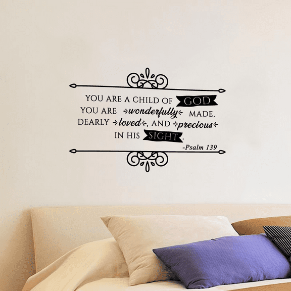 Dearly Loved Psalm 1:39 Bible Verse Religious Religion Christ Saying Motivational Quote Wall Decal Wall Art Designs Stickers for Home Room House Decor Vinyl Wall Sticker Decoration (18x20 inch)