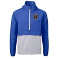 thumbnail image 2 of Men's-Cutter & Buck  Blue Real Salt Lake Charter Eco Recycled Anorak Hooded Half-Zip Jacket, 2 of 3