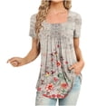thumbnail image 2 of Fiudx Liquidación de Ofertas Flash Blusa Holgada de Manga Corta Informal con Estampado a La Moda para Mujer, 2 of 4