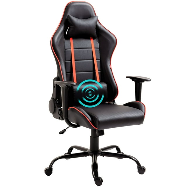 HD8000 Series Chaise Gaming avec Coussin Lombaire de Massage Rouge