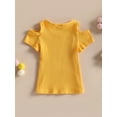 thumbnail image 4 of xiaxaixu Kid Chemises, Manches Courtes Col Rond Tricot Rue Partie Casual Découpe Printemps Été Tops pour les Filles, 4 of 8