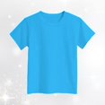thumbnail image 2 of shoper Girls Shirt Solid Color Baggy Soft Cotton Short Sleeve Round Neck Tees Pullover Back To School Shirt T-Shirts Toddler To Big Kid Sky Blue 100, 2 of 4