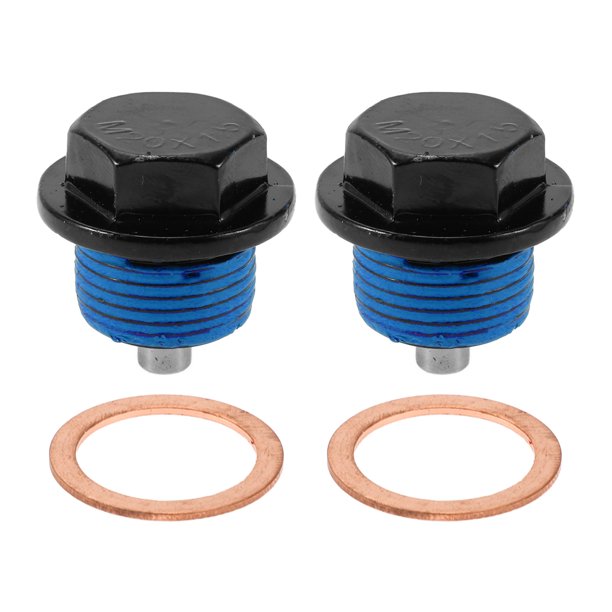 Repuestos Únicos Tapón de Drenaje de Aceite Universal Antifugas Tornillo de Drenaje de Aceite Reparación Aluminio Cobre 2 Conjunto con Junta Negro Azul Magnético M20x1.5