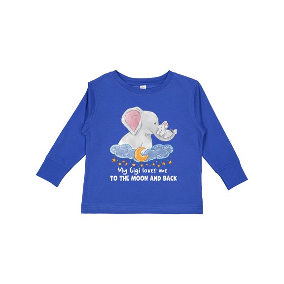 Inktastic My Gigi Loves Me to the Moon and Back Elephant Family Boys or Girls Long Sleeve Toddler T-Shirt