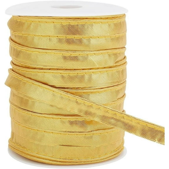 9M Polyester Piping Trim Folding Cord Trim Clothing Accessories Gold 1/2 inch(12mm) about 54.68 Yards(50m)/Roll
