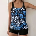 thumbnail image 5 of Gibobby Conjunto de Bañador Sexy Traje de baño para mujer Tankini Traje de baño normal de 2 piezas Sin espalda Impresión de 2 piezas Estampado ajustable (Azul,M), 5 of 5
