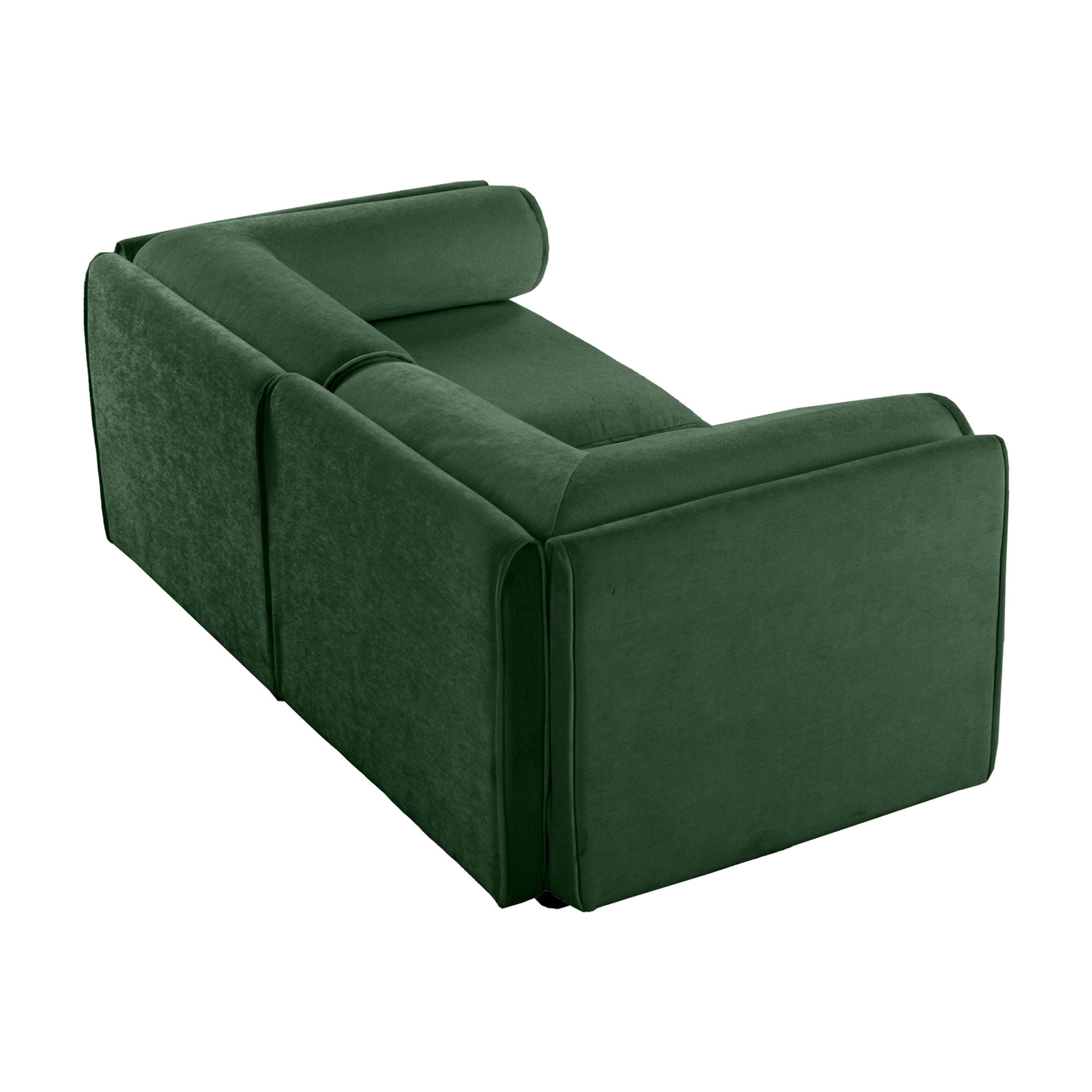 Gewnee Stylish 75.5" Deep Seat Green Chenille 2-Seaters Sofa Couch with Storage Seat, Cylindrical Backrest and Armrests, Modern FabricLoveseat Featuring Hidden Storage Space