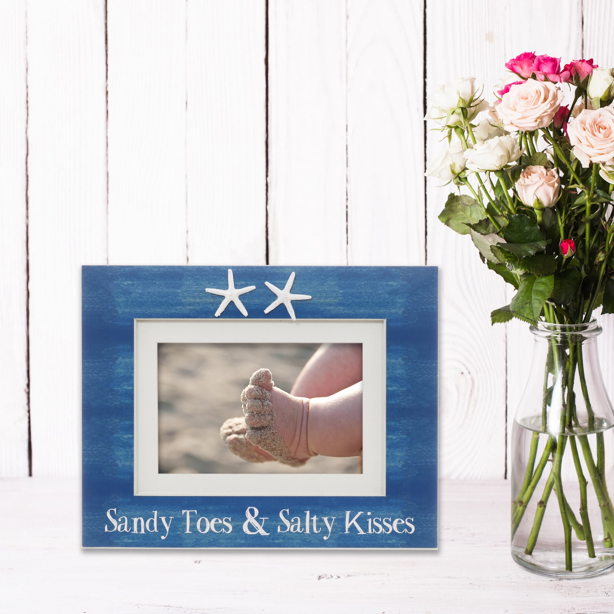 4x6 or 5x7 Sandy Toes and Salty Kisses Beach Picture Frame - Shell Design