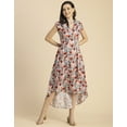 thumbnail image 2 of Moomaya Short Sleeve High-Low V Neck Printed Dress -Women's Stylish Summer Dress, 2 of 9