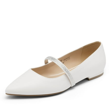 Dream Pairs Womens Ballet Dressy Flats Comfortable Pointed Toe Cute Rhinestone Strap Slip On Flats Shoes SDFA2230W