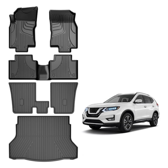 DIKSOAKR Fit for Nissan Rogue 2014-2020 TPE All Weather Floor Mats Rear Trunk Mat Backrest Mats Car Protector Rogue Accessories
