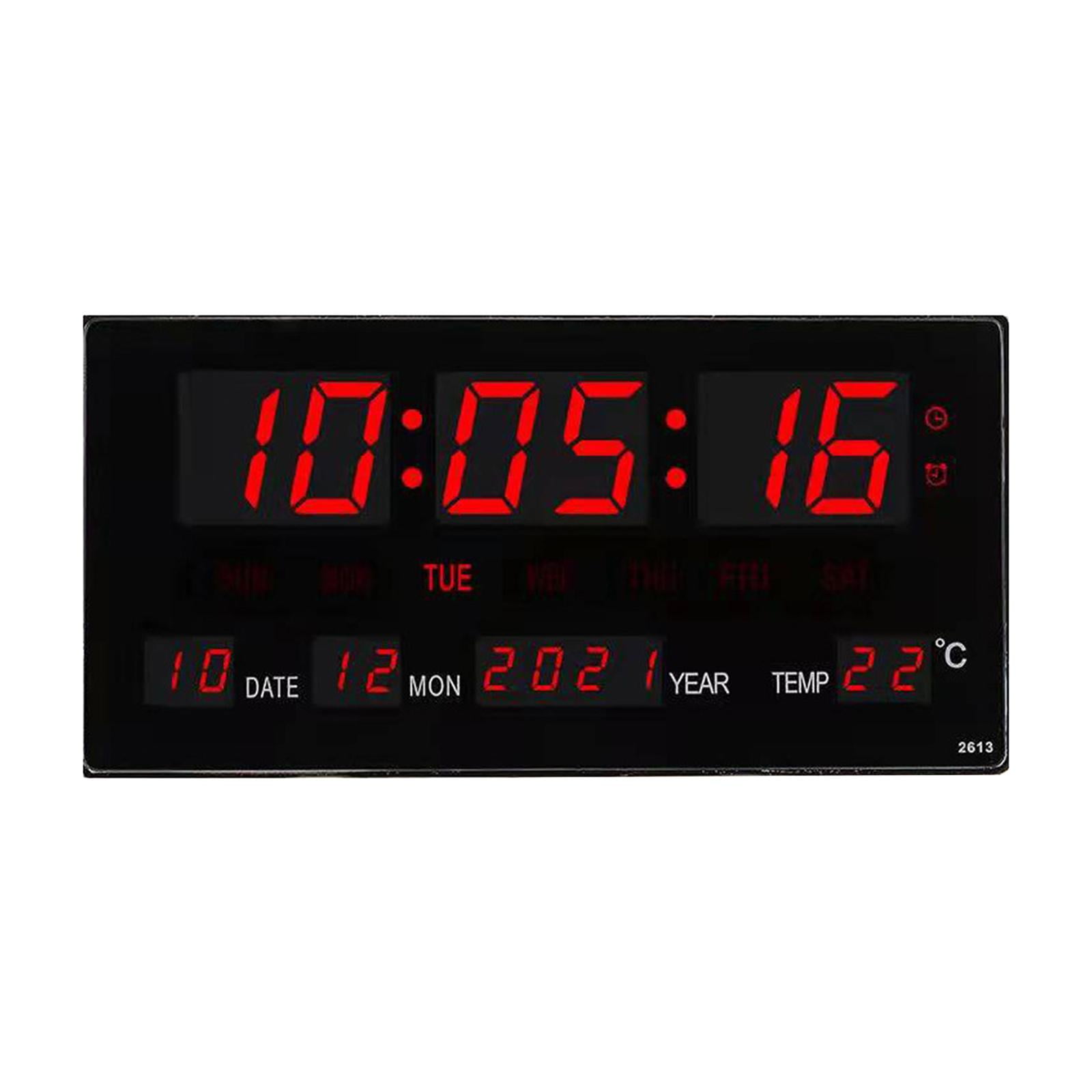 Large Screen Digital Wall Clock W/ Temperature Calendar LED 12/ Large Number Display Alarm Clocks for Table, Office,Restaurant ,Hotel Decor