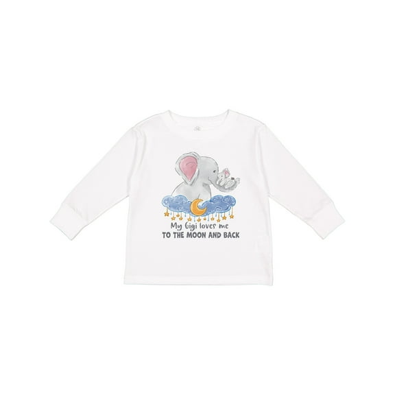 Inktastic My Gigi Loves Me to the Moon and Back Elephant Family Boys or Girls Long Sleeve Toddler T-Shirt