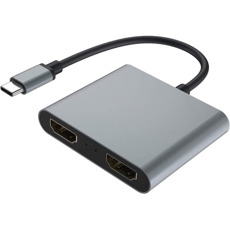 USB C to Dual HDMI Adapter 4K @30hz, Type C to HDMI Converter, Premium Aluminum USB-C Splitter for MacBook Pro/Air, iPad Pro/Air, Galaxy S20/10 & More