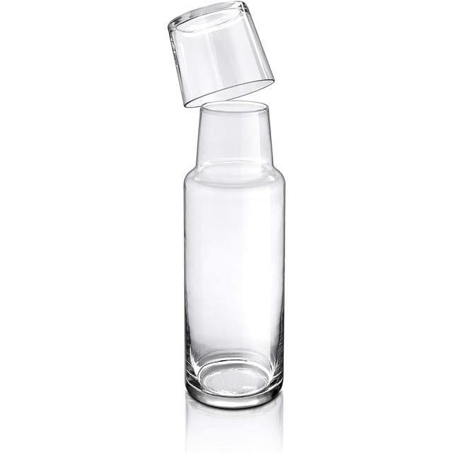 Borgonovo Olimpia Juego de botella y Vaso de Vidrio Polka Para Mesa de Noche 1 l
