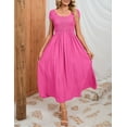 thumbnail image 3 of Yesfashion Wholesale Women's Casual Round Neck Short Sleeve Midi Dress Stretchy Waist Long Dress, 3 of 8